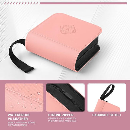 1 Pocket Toploader Binder Holds 40 Cards with 20 Sleeves Collectible Trading Card Album, for 3x4 Toploaders Hard Cases for TCG, MTG, Sports, Baseball, Football, Small Sports Card Book (1Pink)