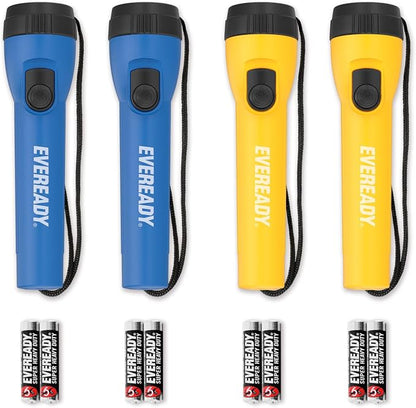 EVEREADY LED Flashlights (16-Pack), Bright Flashlights for Emergencies and Camping Gear, Flash Light with AA Batteries Included, Blue/Yellow (16-Pack)
