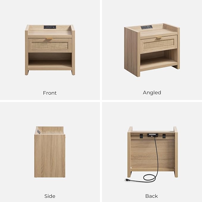 SICOTAS Rattan Nightstands Set of 2 Bedside Table