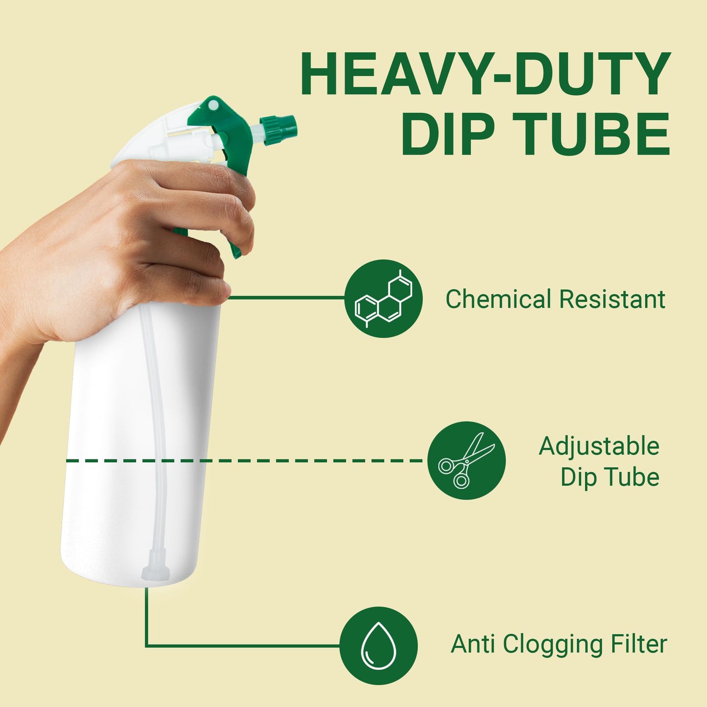 Heluva Green Spray Bottle Nozzle Replacement, Bottle Tops Only - Sprayer Nozzle Triggers for Heavy Duty, Commercial, Home Cleaning Solutions - Fits 8,16,24,32 oz Plastic & Glass Bottles, Green 24 pack