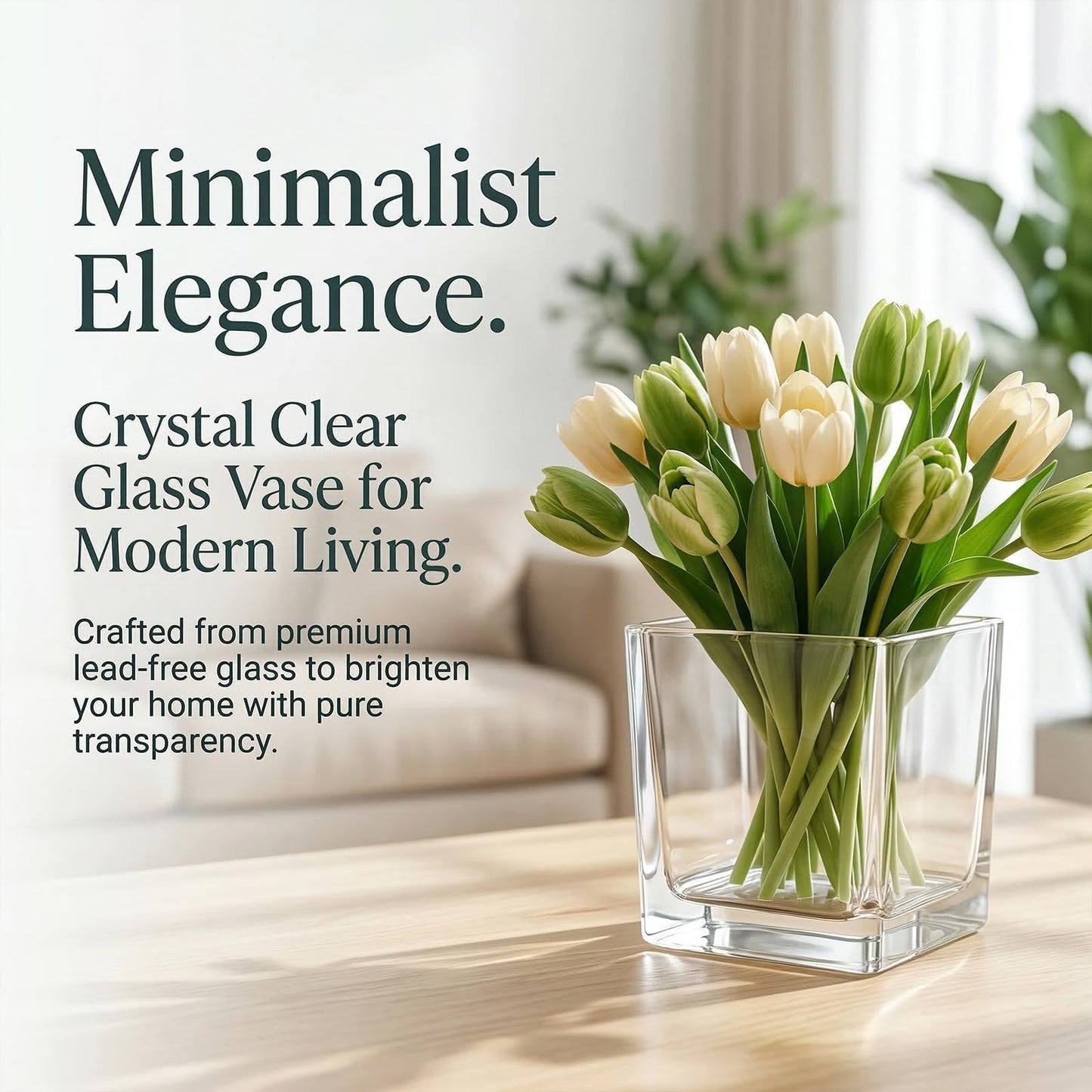 6 Pack Square Glass Vase 4" x 4" x 4", Clear Cube Vases for Centerpieces, Thickened Glass Flower Vases, Plant Terrarium, Floating Candle Holder for Wedding Party, Office/Home Decor, Events
