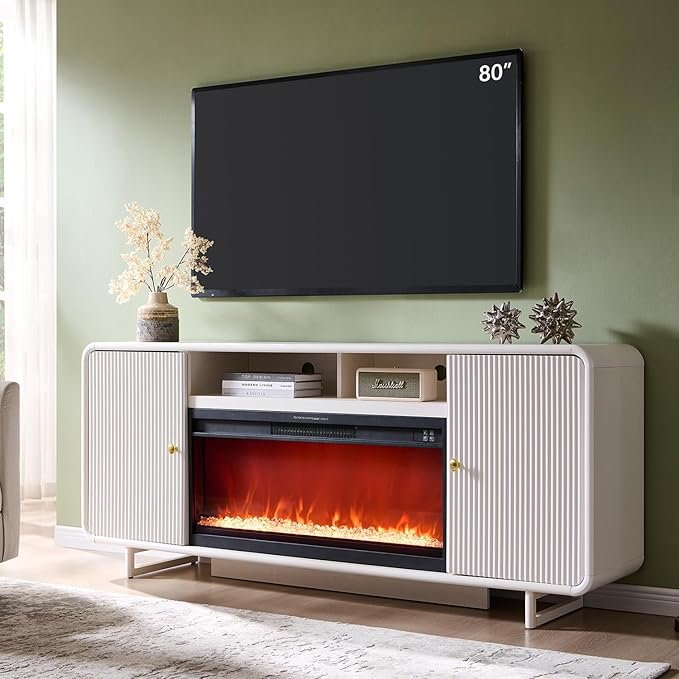 IFGET 70" Fluted Fireplace TV Stand