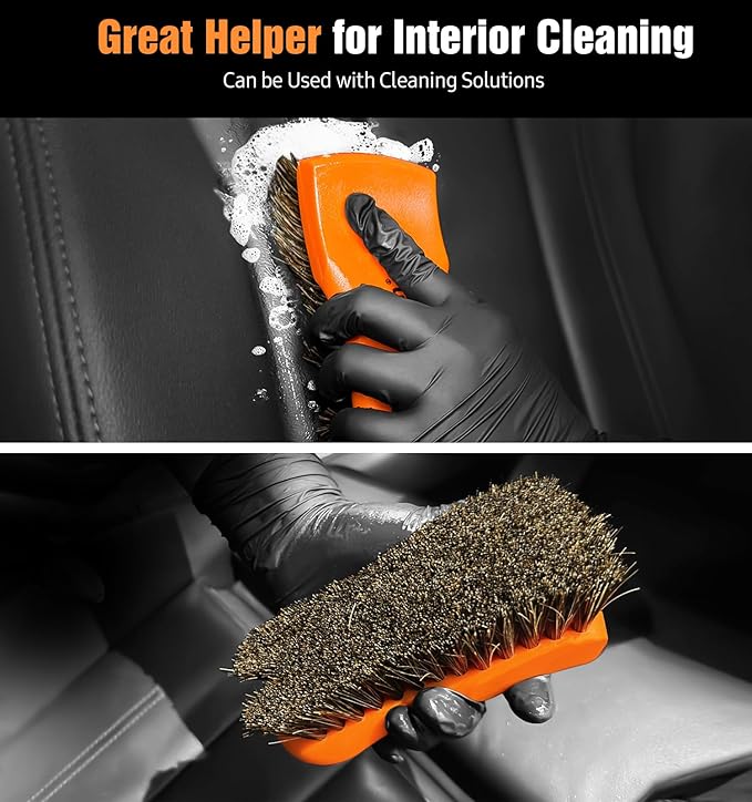 YeewayVeh 2PCS Leather Cleaning Brush, Horse Hair Brush