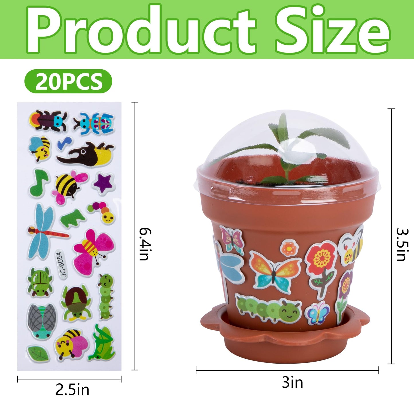 25 Packs Cupcake Plant Nursery Pots with Humidity Dome, Small Plastic Flower Plant Pots with 20 Sheet Stickers, Seeds Starter Pot Flower Planting Container for Seedlings Succulent Display (Wine Red)