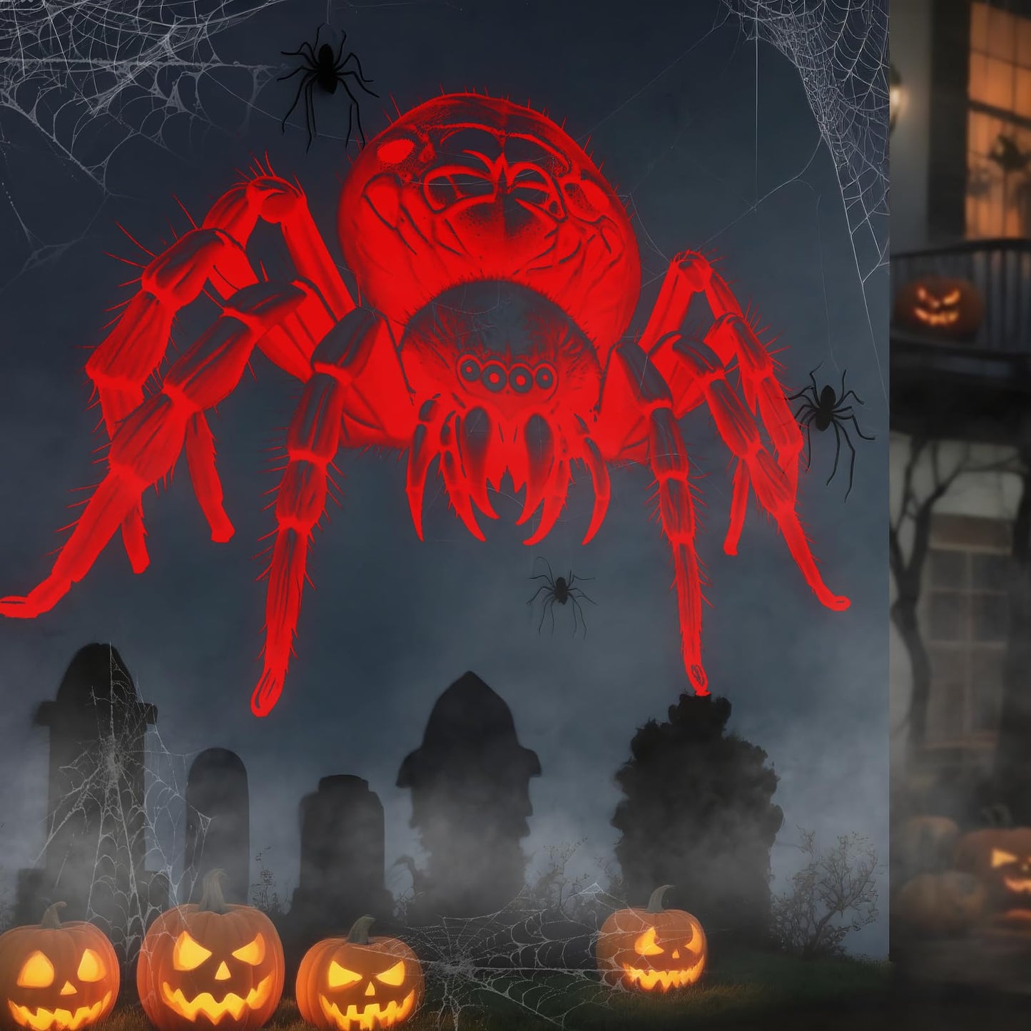 Giant Spiders Halloween Projector Outdoor Indoor,2026 Upgraded 3D Dynamic Halloween Decorations,Clearer Spider HD Patterns,Waterproof Holiday Light for Home Window Wall Cemetery Holiday Decor