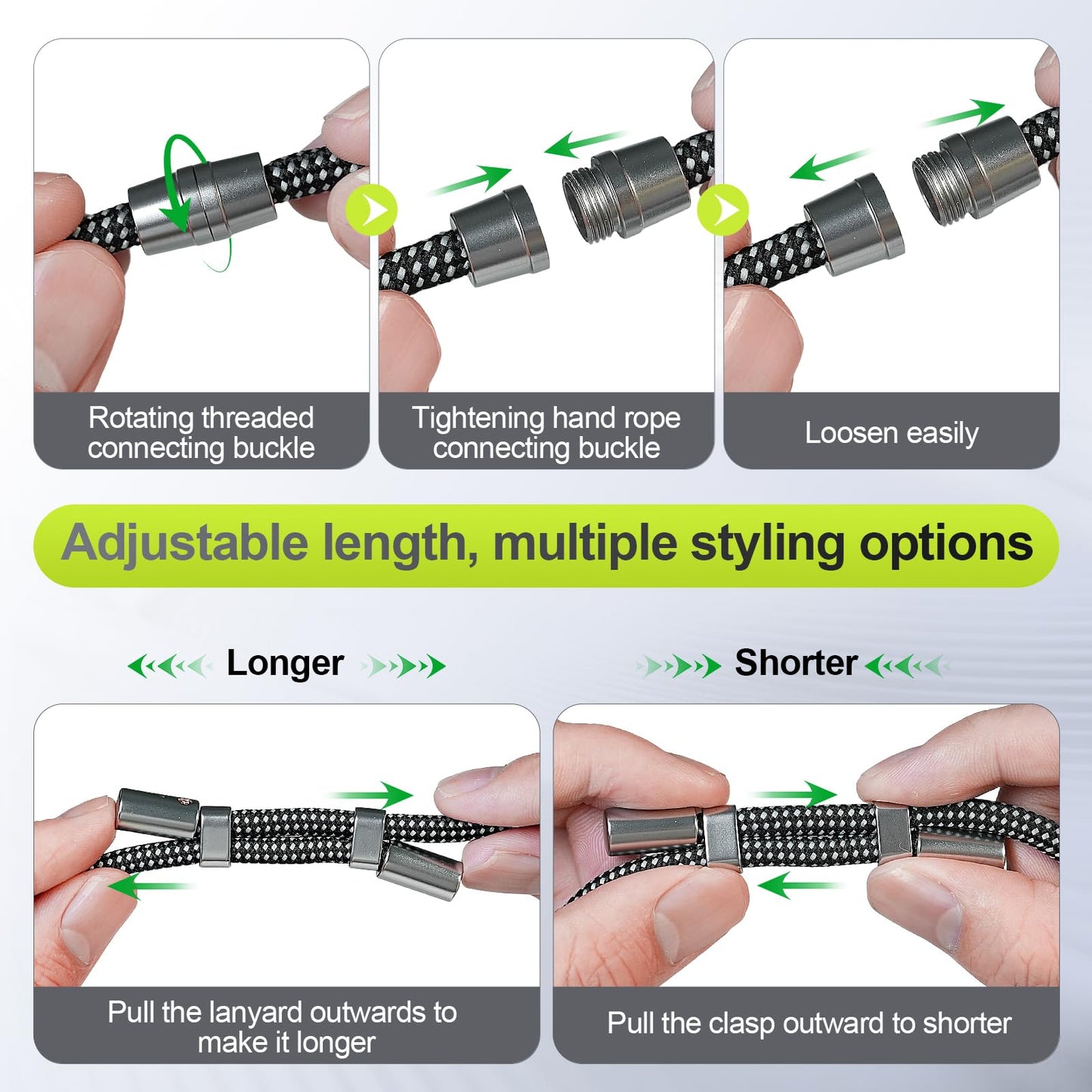ZOYTONE Phone Lanyard & Phone Wrist Strap, 3 in 1 Adjustable Anti Theft Phone Strap for Cell Phone Lanyard, Convertible Crossbody Strap with Locking Knob for Travel Hiking Cycling Climbing (Black)