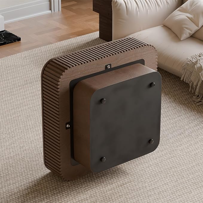 Square Coffee Table for Living Room, Fluted Drum Accent Tea Center Table