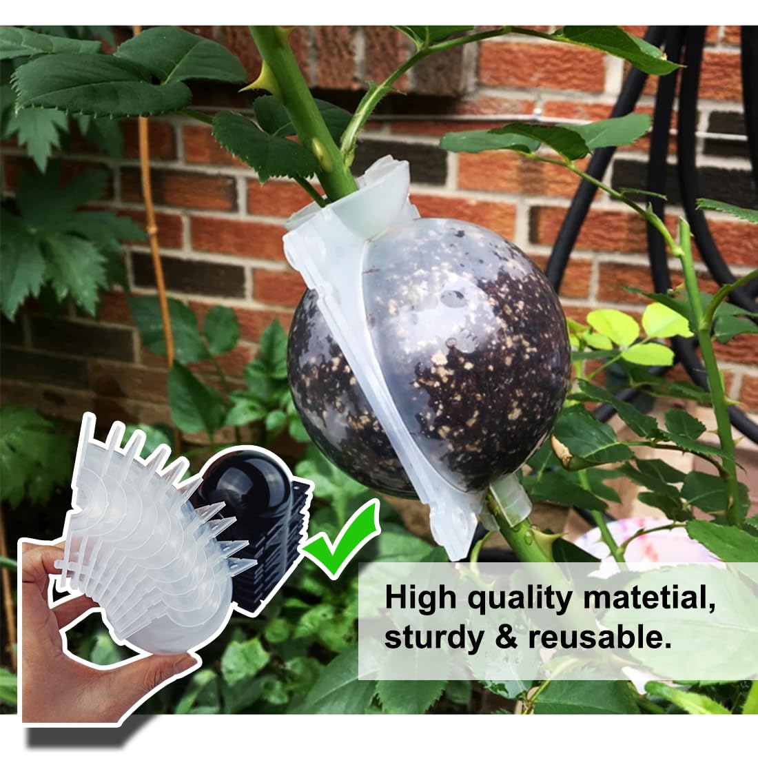MIIIM 9 PCS Air Layering Propagation Kit, Reusable Half Clear Grafting Ball, Air Layering Pods Clear, Plant Rooting Ball for Fast Propagation (S+M+L)