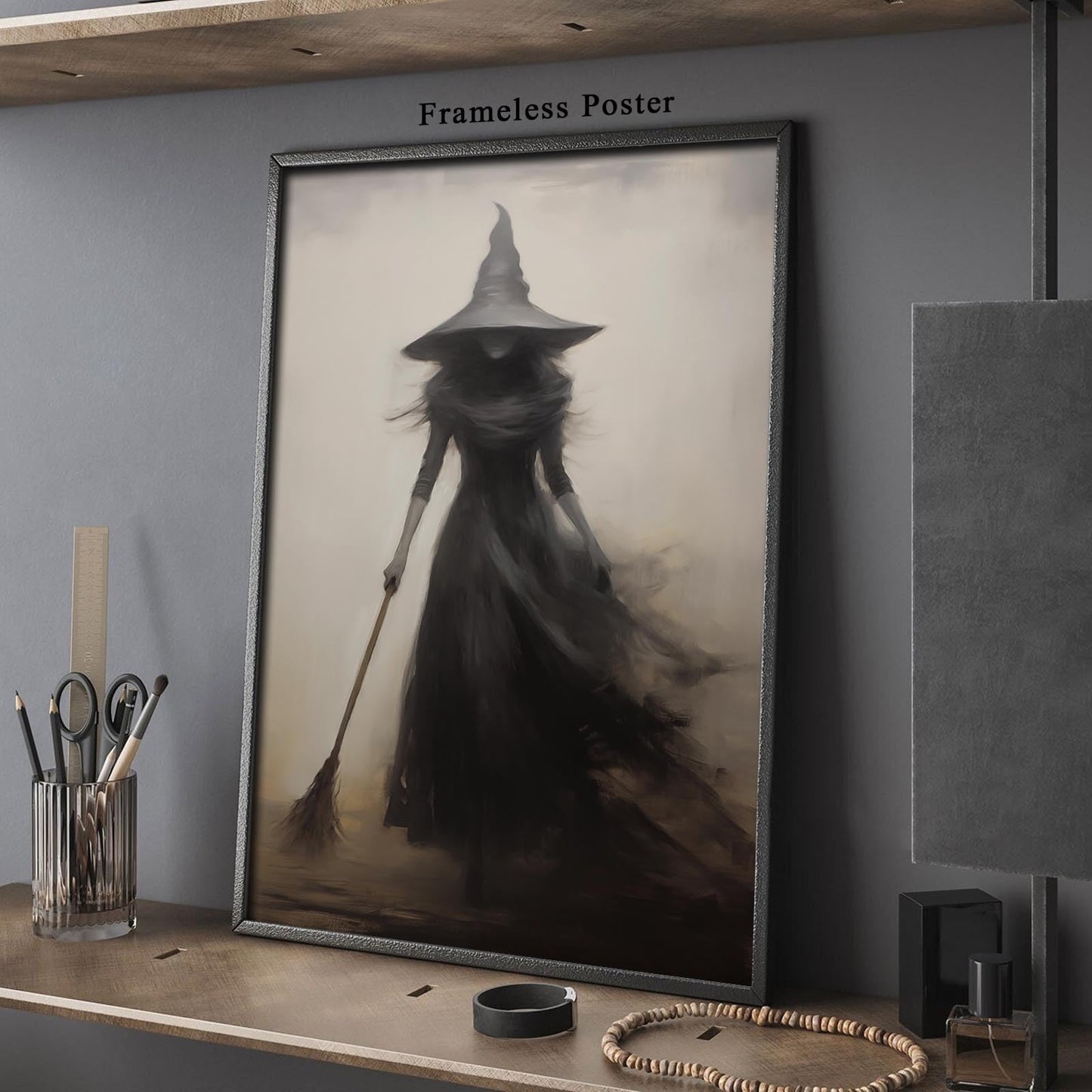 Dthllay Dark Gothic Witch Wall Art Canvas Vintage Rustic Poster, 16x24inch No Frame
