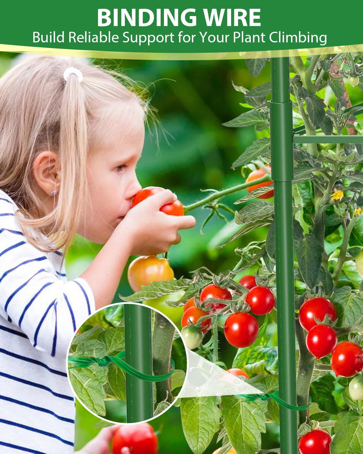 MYMULIKE 3 Pack Tomato Cages for Garden, 51in*13in Adjustable Tomatoes Plant Stakes Support Cages Trellis, Garden Trellis for Vegetable Flowers Fruits Climbing Plants- 20 Binding Wires Included