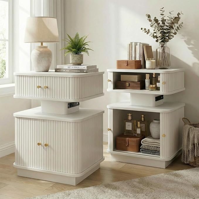 Night Stand Set 2, LED Nightstand, Bedroom Night Stand