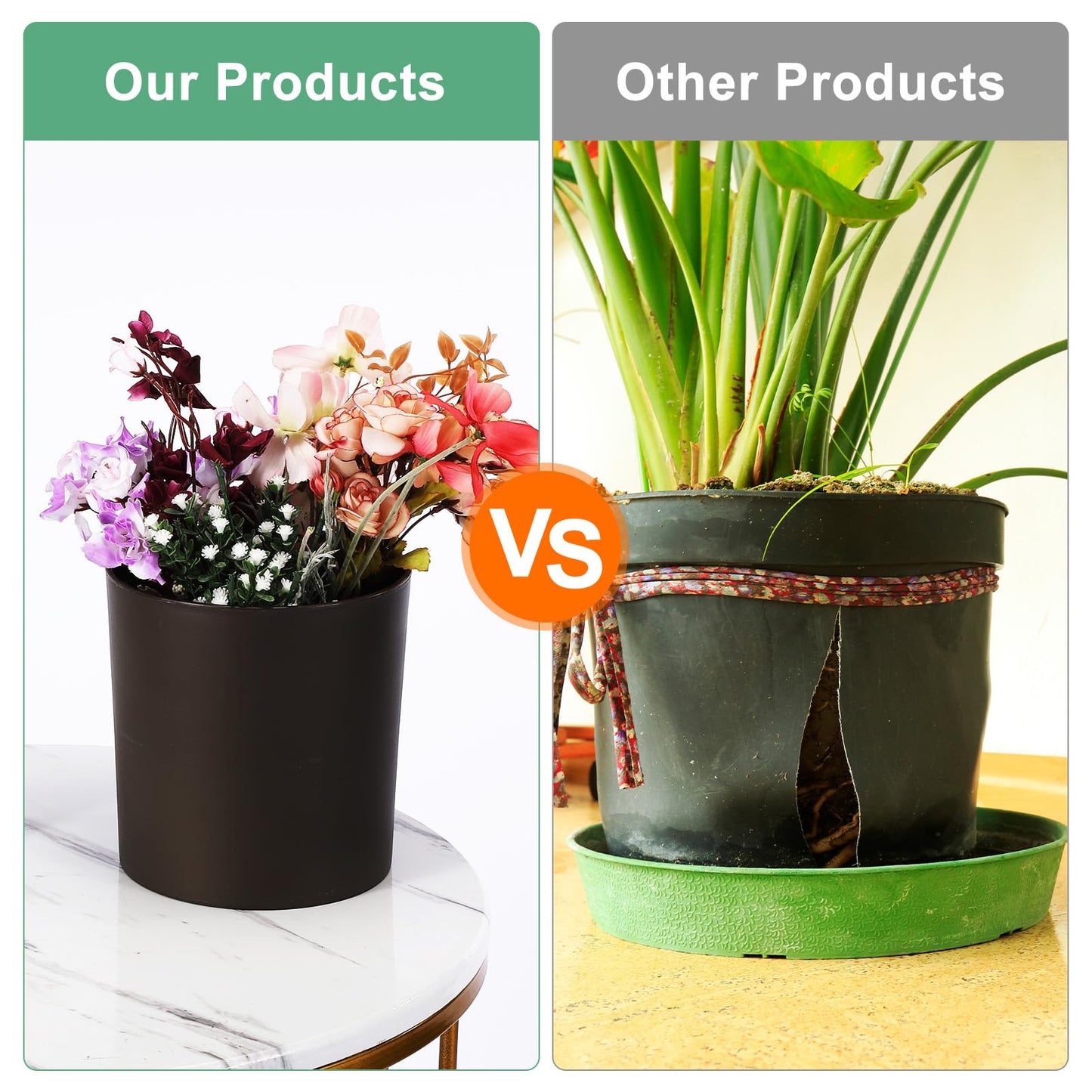 M METERXITY 1-Pack Plastic Plant Pot, 8 Inch Plastic Planter Round Flower Planter Container Flower Pot for Indoor/Outdoor/Garden, Plant Holder [Coffee]