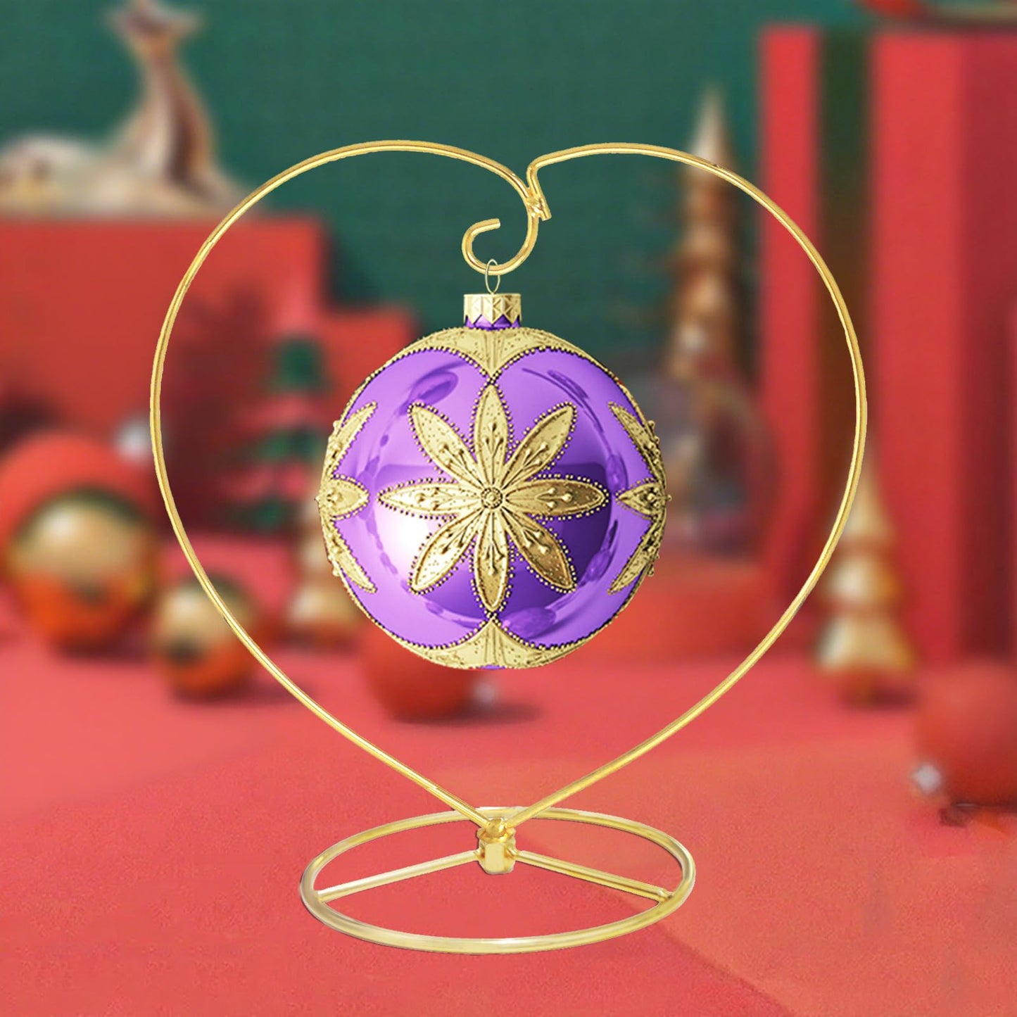 Fosinz 9 Inch Gold Ornament Display Stand, Metal Ornament Hanger Stand for Hanging Glass Globe, Air Plant Terrarium, Witch Ball, Christmas Ornament and Home Wedding Decoration (Gold)