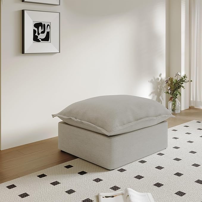 Ottoman, Down Filled Comfort Footrest, Modular Sectional Cloud Sofa