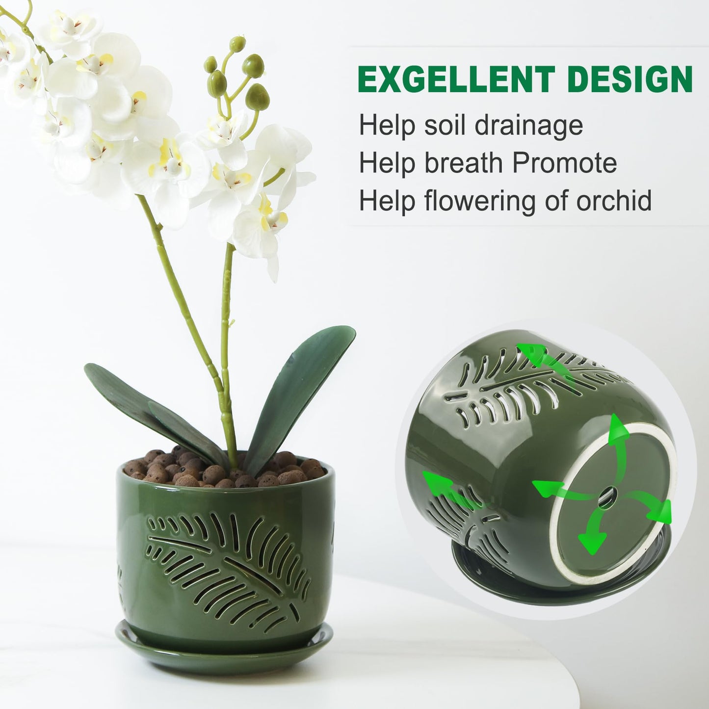 LITUDISO 5+6 inch Orchid Pots with Holes, Orchid Pots for Repotting, Healthy Air Circulation Plant Pots for Plant Lovers, Planters for Indoor/Outdoor Plants, Set of 2