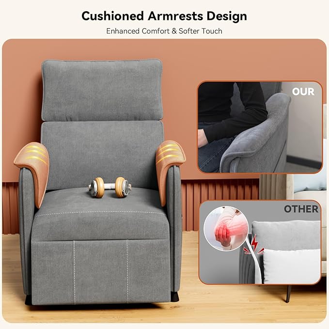 Recliner Chair，Electric Adjustable Chenille Recliner