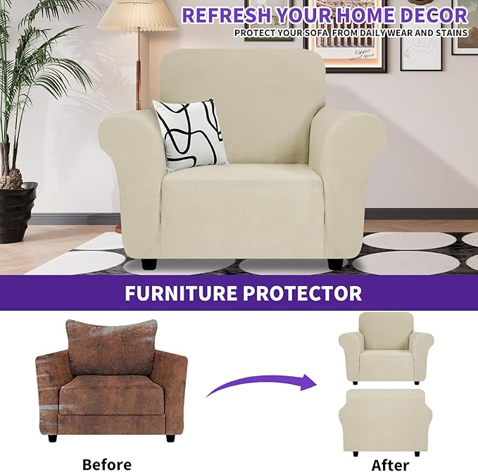 ZNSAYOTX Super Stretch Chair Slipcover, New Striped Sofa Chair Covers