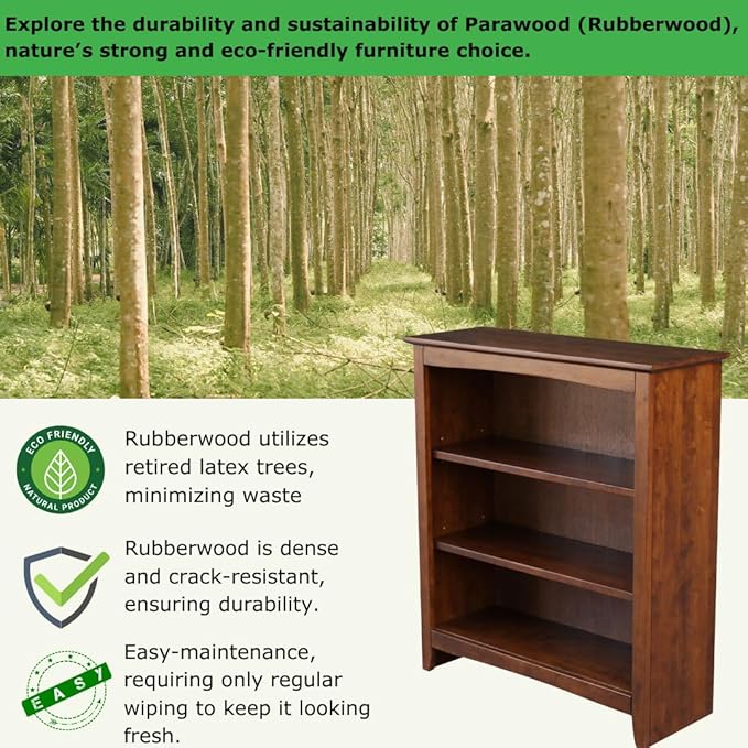 Solid Wood Bookcase 36" High, Adjustable Shelves, Kitchen/Dining Furniture