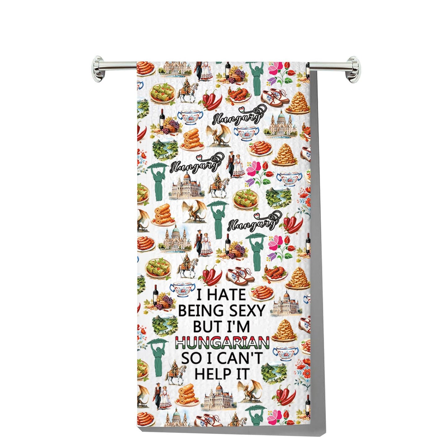 JNIAP Hungarian Kitchen Towel Hungary Gifts Hungarian Chef Gift Hungarian Flag Dish Towel Hungary Hand Towel (Hungarian kt)
