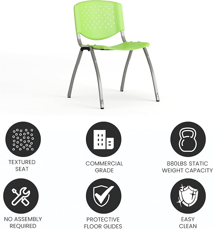 Flash Furniture HERCULES Series 880 lb. Capacity Green Plastic Stack Chair