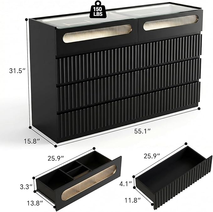 senlin Fluted 8 Drawer Dresser,
