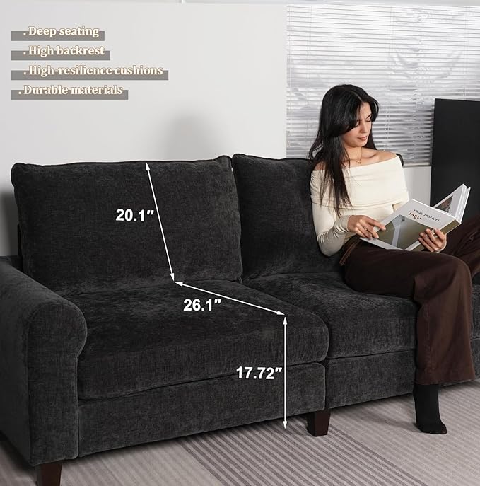 EASE MOOSE 70.6" Modern Deep Seat Loveseat Couch, Soft Chenille Sofa