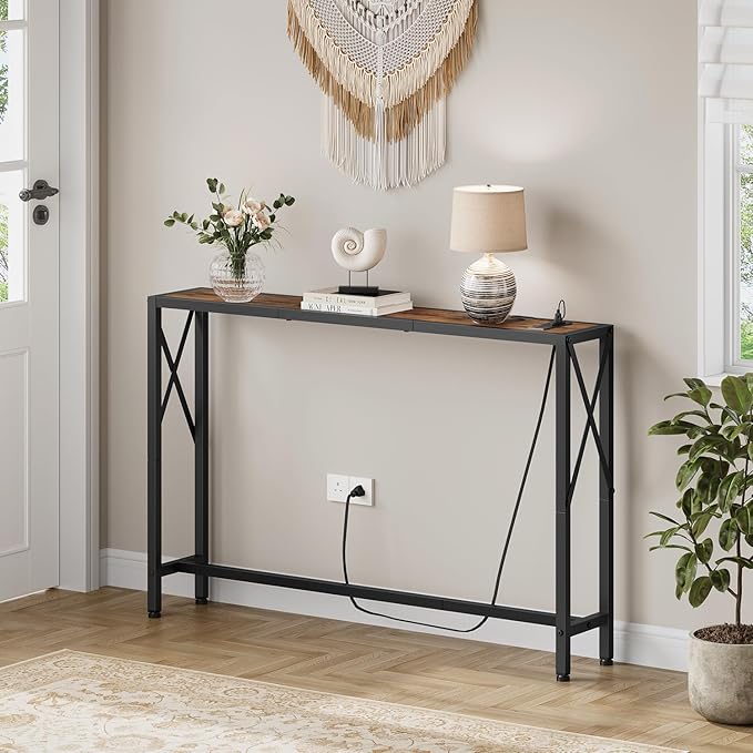 Gewudraw 41.8" Console Table, Narrow Behind The Couch Table