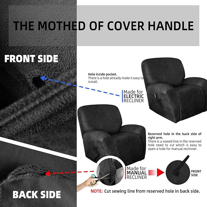 ANARACHON Leather Look Oversize Recliner Chair Covers, Thick 4 Pieces Recliner