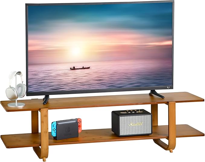 Bamboo TV Stand for TVs up to 65", Media TV Console Table