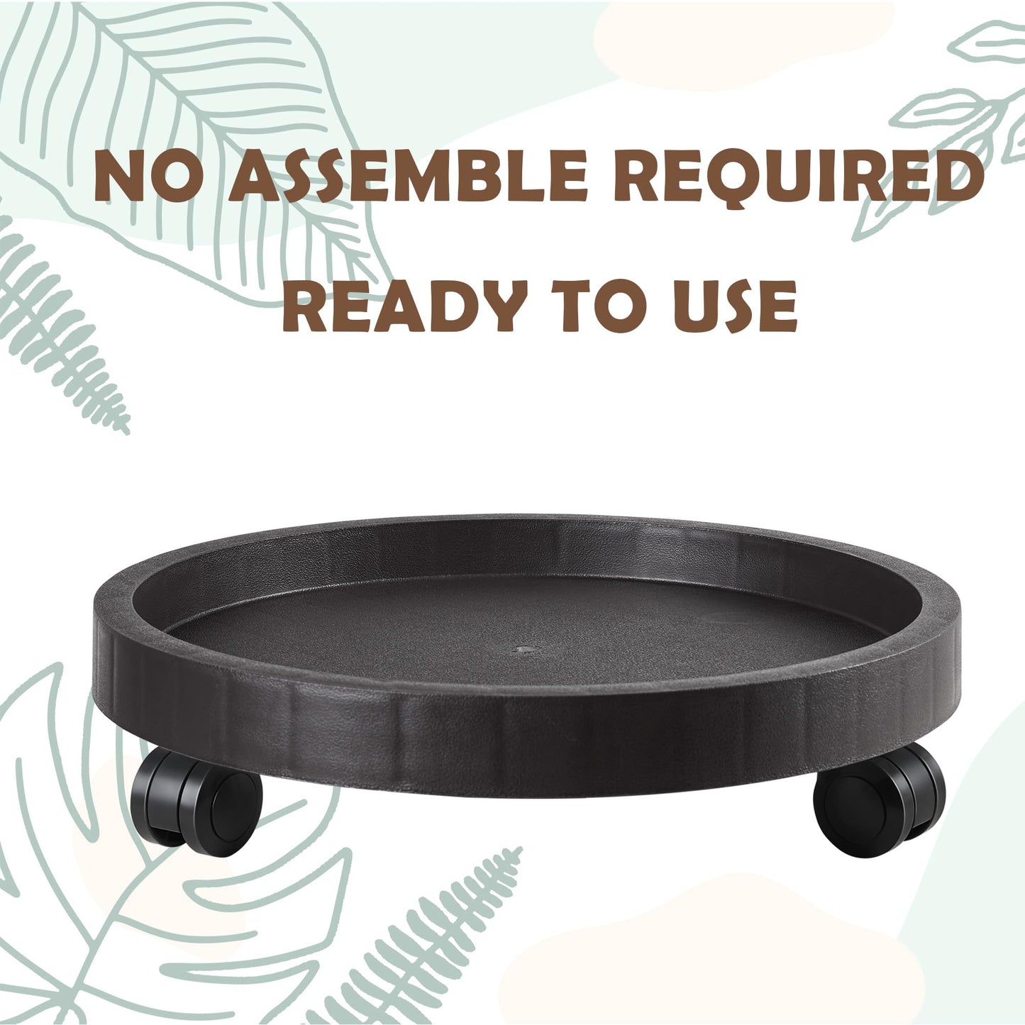 2 Pack of 12.6 Inch Planter Caddies Rolling Saucer Caddy with Wheels, Heavy Duty Wheeled Stand for Potted Plant, Round Coaster Roller Base Tray with Casters, Flower Pot Dolly Holder for Indoor Outdoor