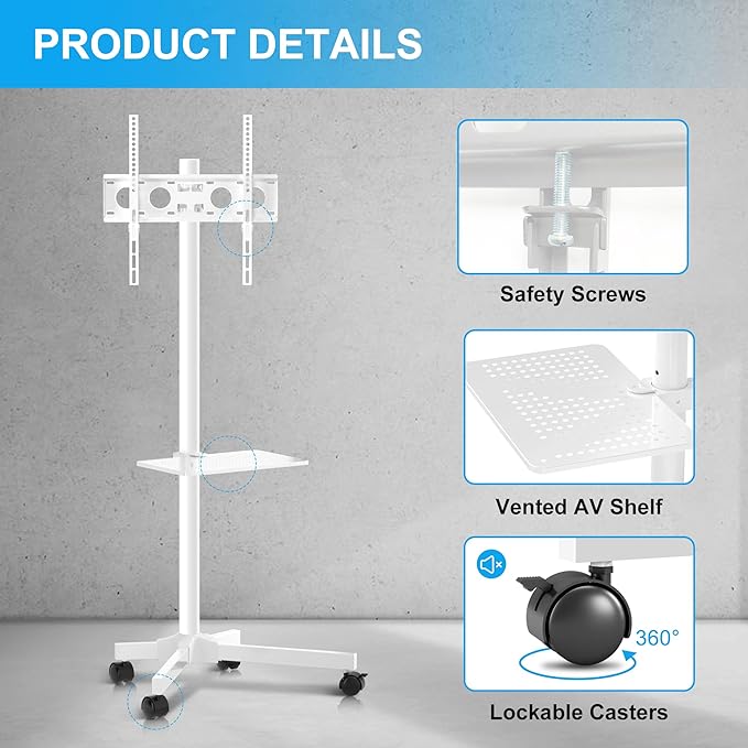 Mobile TV Carts on Wheels for 21-60 Inch Flat/Curved Panel Screens TVs