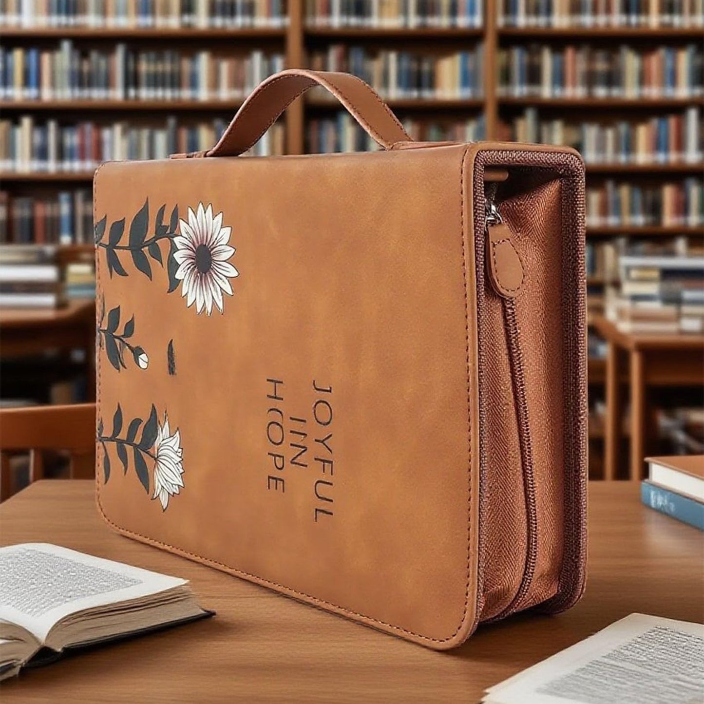 Leather Bible Cover Case with Durable Handle Quilted, Bible Journaling Kit, Bible Study Supplies & Christian Gift for Women and Teens