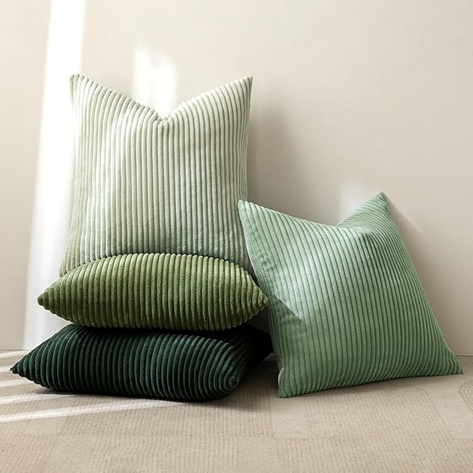 MIULEE Boho Farmhouse Sage Green Throw Pillow Covers 24x24 Inch Set of 4