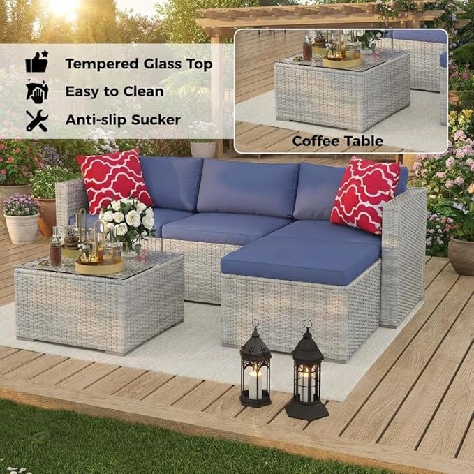 5-Piece Outdoor Sectional Sofa Set, Outdoor Patio Set Sectional Sofa,