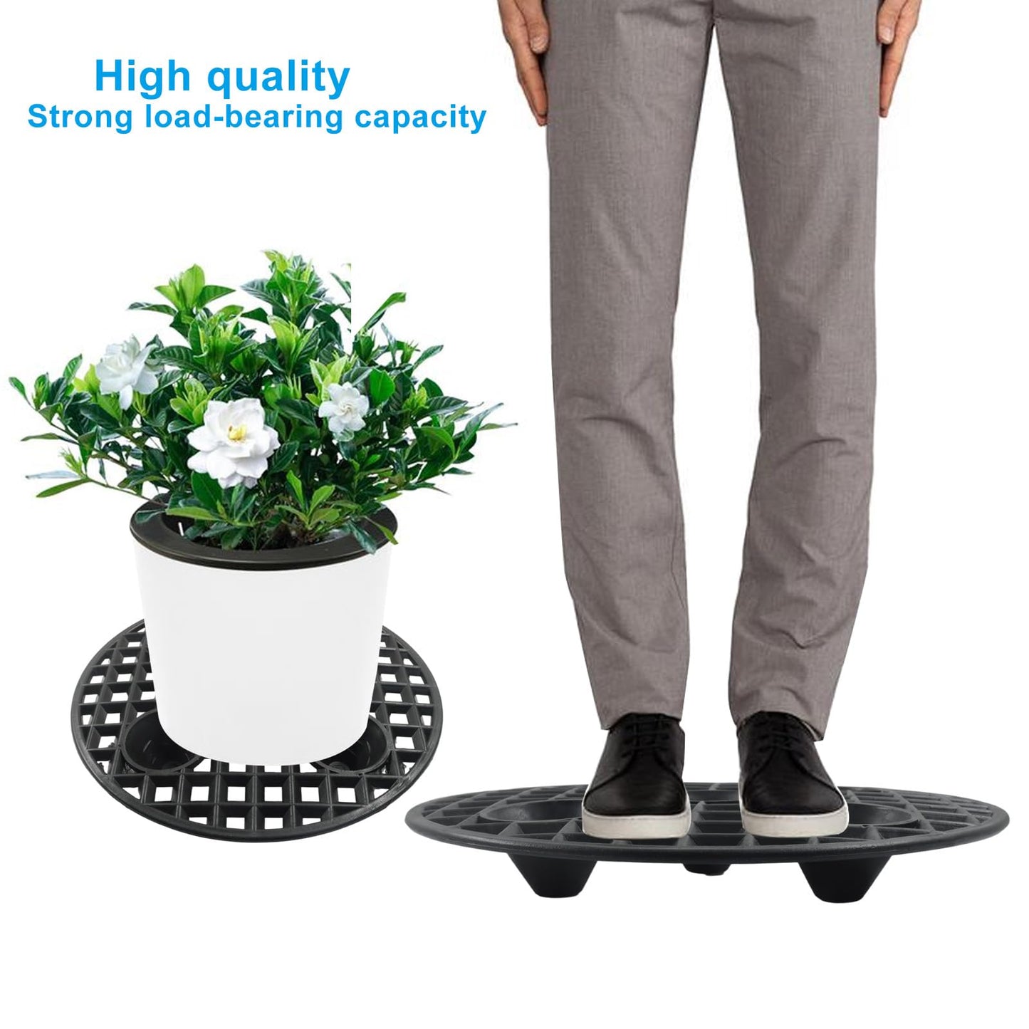 Moicstiy 6 Pcs Plant Level Pot Elevator Stands, 8 inch / 20cm Plant Saucer Risers for Prevent Damage on Patio, Deck & Floor(Black)