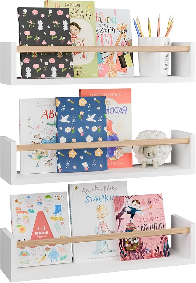 Fixwal Nursery Bookshelves, 16.5 Inch Floating Shelves