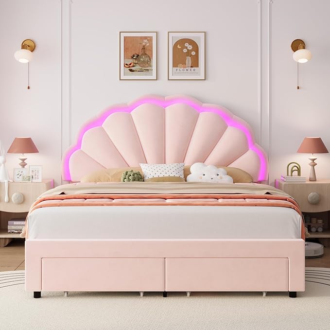 HIFIT Full Size Upholstered Smart LED Bed Frame