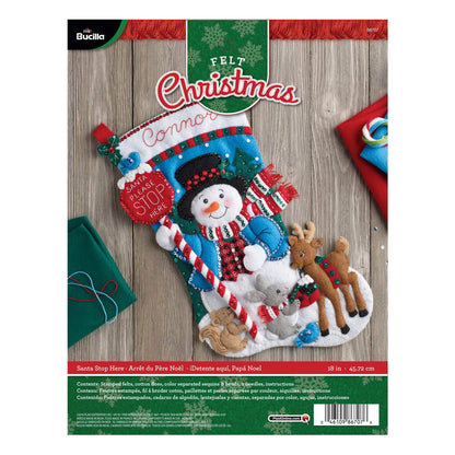 Bucilla 86707 Felt Applique Stocking Kit, 18", Santa Stop Here,