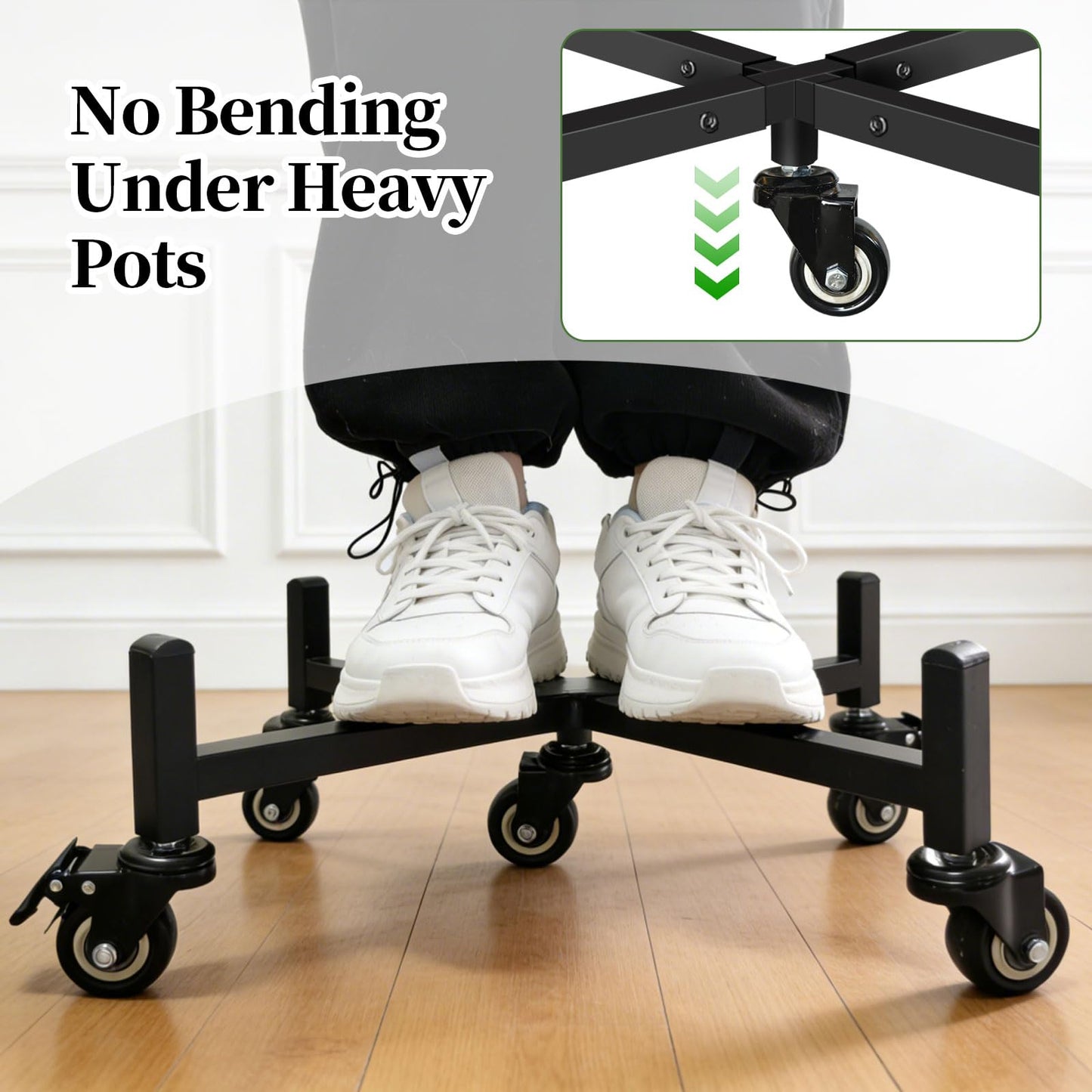 LLAXERGU Plant Caddy with Wheels, Adjustable 22" to 30" Plant Stand Indoor Outdoor Heavy Duty 300LB Rolling Plant Dolly with 360° Lockable Casters for Indoor & Outdoor Large Planters