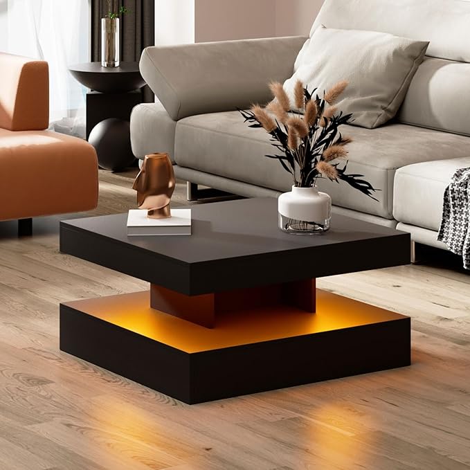 HedoAjim Black LED Coffee Table