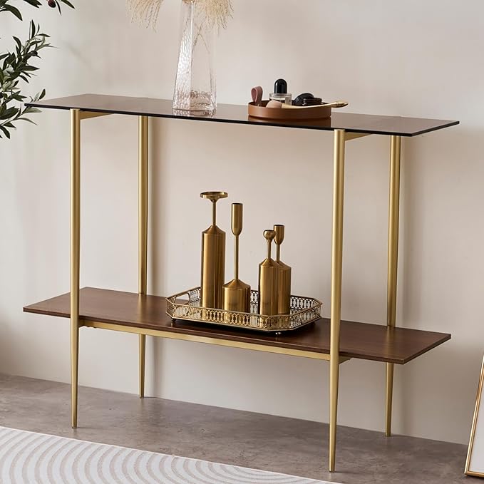 LumFurn Glass Console Table for Living Room, Foyer & Entrance, 2-Tiers