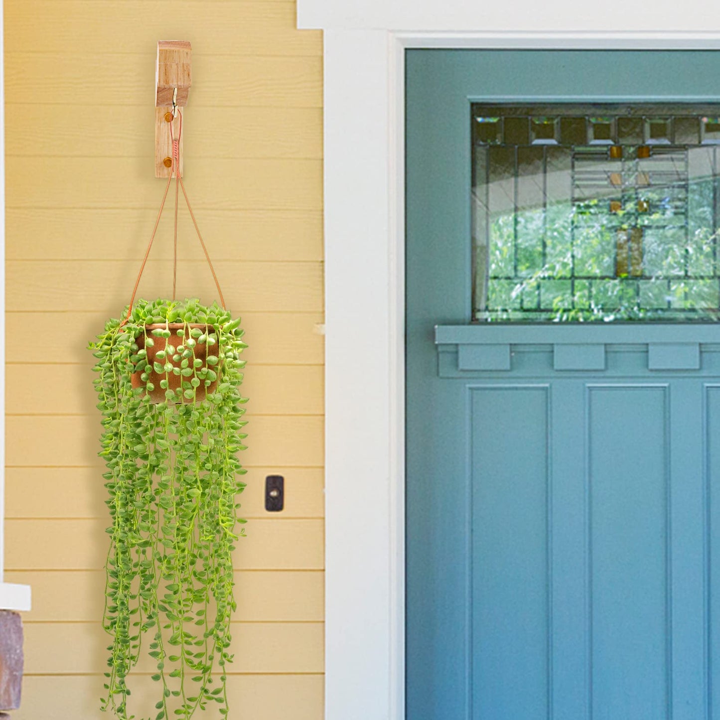 DSJIFGEW 7-Inch Wooden 7-Shaped Wall Hook Plant Hanger – Ideal for Indoor/Outdoor Bird Feeders, Flower Baskets, and Wind Chimes