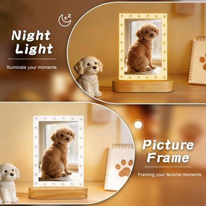 Dog Photo Frame with LED Night Light, Pet Memorial Gifts Light up Picture Frame Paw Prints Design, Personalized Sympathy Gift for Loss of Dog Cat Owner, Home Tabletop Decor for Pet Lovers (4x6 inchs)