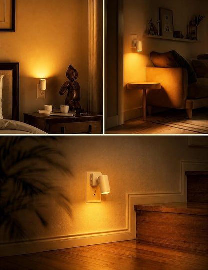 L LOHAS LED Night Lights Plug into Wall,[2-Pack] Wall Spot Lights Indoor with Light Sensor,Amber Night Lights,for Home Decor Party Bathroom,Hallway