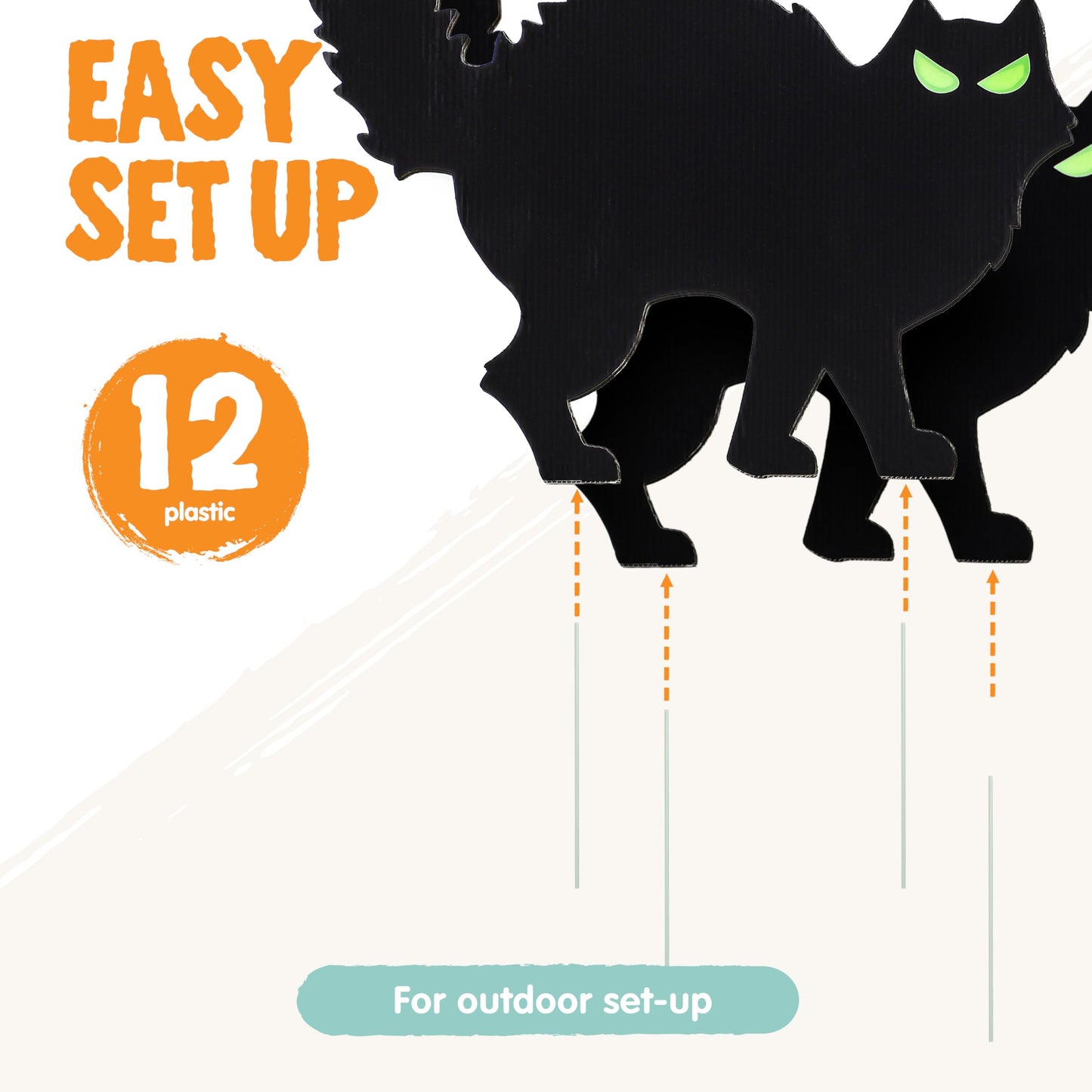JOYIN 6 Pcs Halloween Yard Signs Decorations Outdoor, Halloween Black Cat Stakes with Glow in Dark Eyes, Scary Silhouette Decor for Pathway Graveyard Yard Garden Lawn Patio Party Supplies