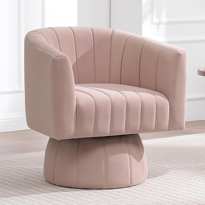 Swivel Accent Barrel Chair, Cute Comfy Small Round 360° Arm Chair. Velvet Sofa