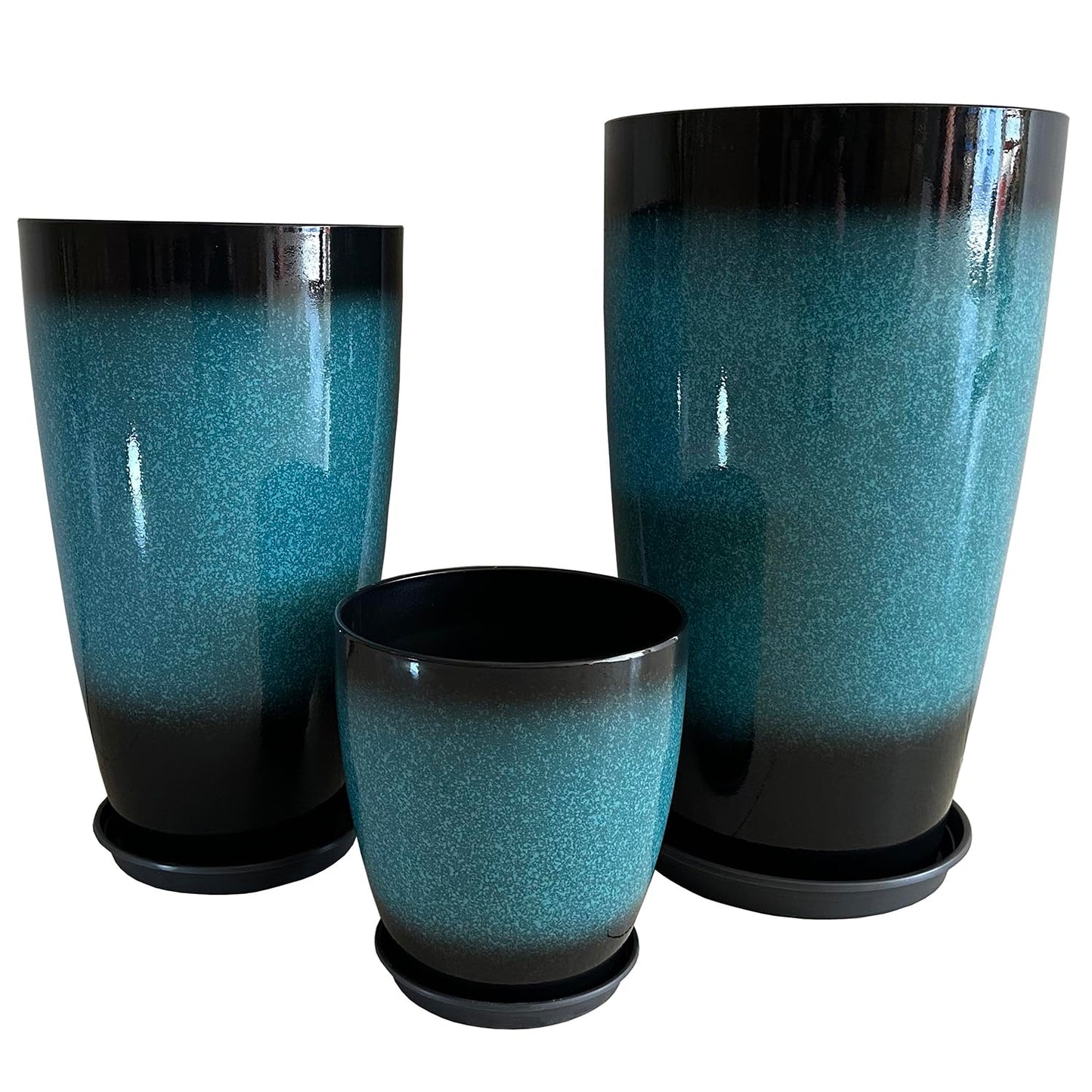 MinCHI257 24/21/11 Inch Tall Planter Pots Garden Plastic Planters - Set of 3 for Indoor & Outdoor Use - Decorative Lightweight Flower Pots