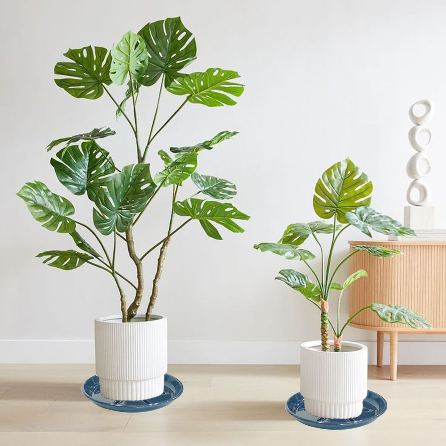 OVZILKI 2 Pack of Plant Saucer 10 inch, Large Heavy Duty Plastic Saucers Round, Plant Drip Trays for Indoors Outdoor, Plant Water Tray for Planters, Blue