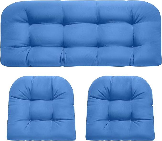 DANGHOOGY Wicker Chair Cushions, Waterproof Outdoor Loveseat Cushions