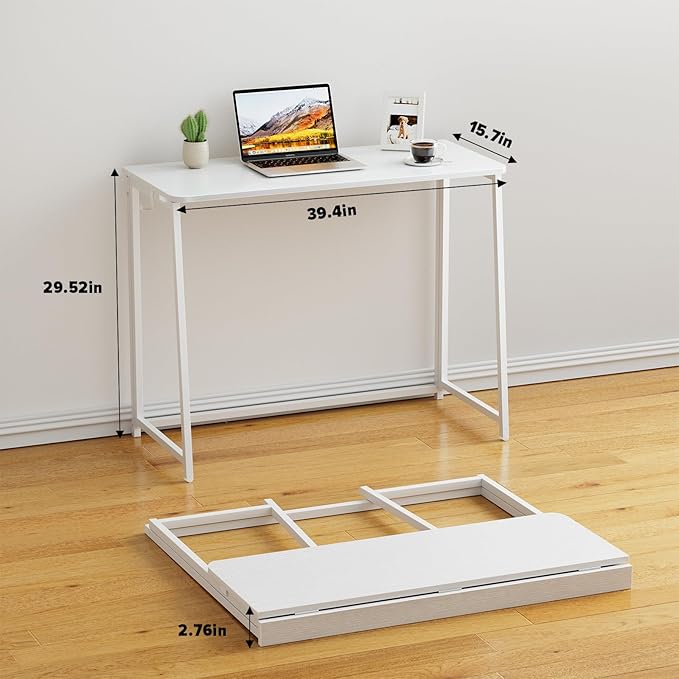 WOHOMO Folding Desk, Small Writing Desk 39.4", Space-Saving Foldable Laptop